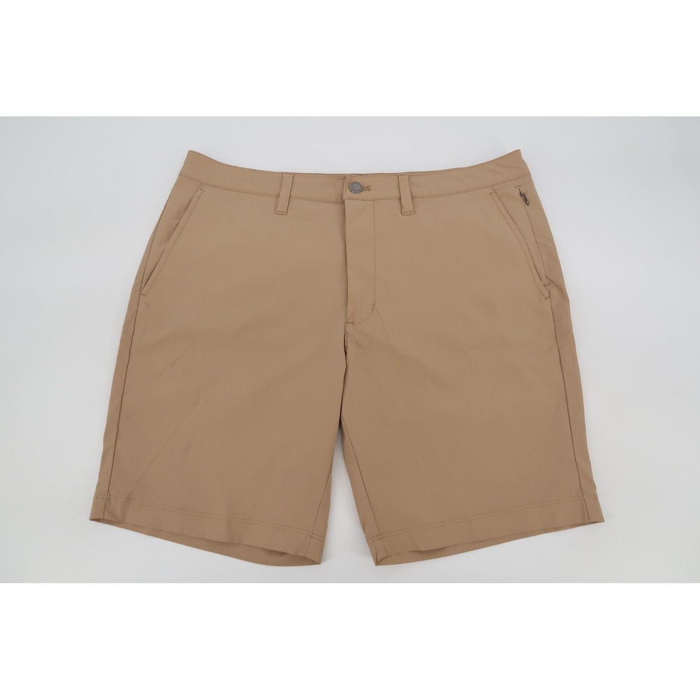 UNTUCKit Chancellor Shorts Mens 34 Khaki Tan Golf Tech Performance 9" Inseam